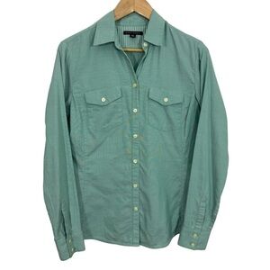 Banana Republic Button Down Shirt Womens S Green 100% Cotton Preppy Casual EUC